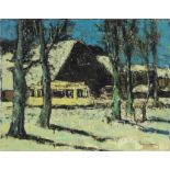 LERVEN, GERARD VAN (1885-1966), ges. r.o., gezicht op tram tussen de bomen in de winter, doek 36 x