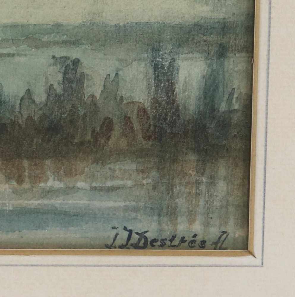 Destree, J.J., signed, ditch close to farm, watercolor 22 x 37 cm.DESTREE, JOHANNES JOSEPHUS (1827- - Image 3 of 4