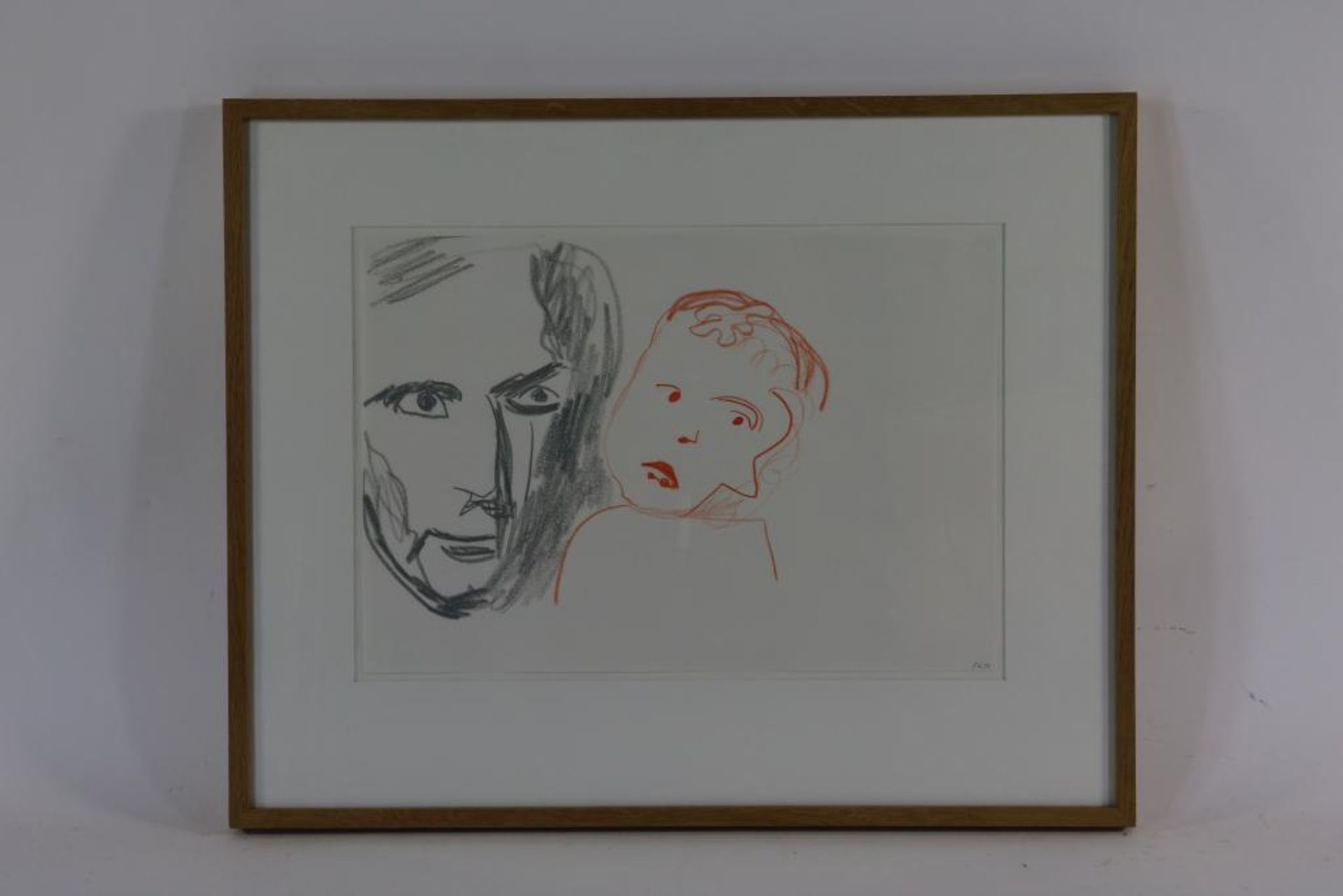Verkerk, Emo (1955) monogr. E.V. and dated '90 r.u., Father and child, pencil drawing 32 x 47 cm. - Bild 2 aus 4