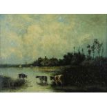 HEIJL MARINUS (1836-1931), signed l.l. and monogrammed HM verso, cows 'At the Vecht, oil on canvas