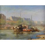 HAAS, GUSTAV (1889-1953), signed and dated 1930 l.l. moored ships, oil on canvas 64 x 84 cm.HAAS,