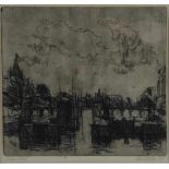 OUDEN DEN WILLEM, sing and dated. '58, Brigde, etching 'eigen druk', 26 x 38 cm. Provenance: KLM Art