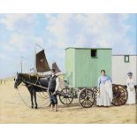 Assen, Rob van, signed, cart at the beach, board 30 x 40 cm.ASSEN, ROB VAN (1944), ges. 2009 r.o.,