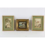 Lot of 3 miniature paintings.Lot van 3 miniatuur-schilderijtjes.