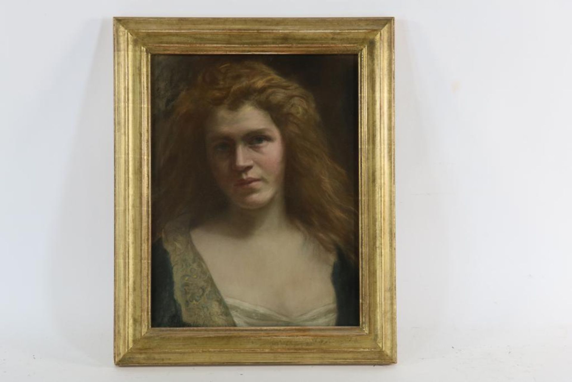 KAULBACH, SIGMUND, signed L.l., portrait of girl with long hair, crayon 41 x 31 cm.KAULBACH, - Bild 2 aus 4