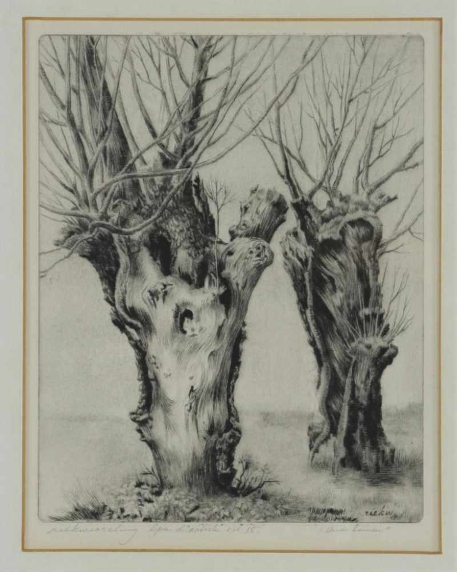 WESSELING, RIEK (1914-1995), ges. l.o., 'oude bomen', ets EA oplage 15 23 x 19 cm.