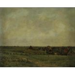 JANS, JAN (1872-1943), ges. r.o., huizen in duinlandschap, paneel 25 x 32 cm.