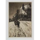 BRANDENBURG CORNELIS (1884-1954), ges. r.o., winter in Amsterdam, ets 32 x 21 cm.