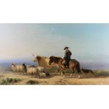 BIJLANDT ALFRED EDOUARD GRAAF DE (1829-1890), signed and dated 1875 l.r., shepherd on horseback with