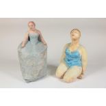 Lot of a sculpture of lady "Therese", h. 34 cm. and lady in swimsuit, h. 30 cm.Lot van een sculptuur