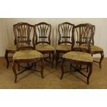 Serie van 6 iepenhouten "Korenaar" stoelen met gevlochten sisal zitting, 20e eeuw.