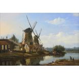 Boulanger, Francois (1819-1873), signed l.r. and verso, two mills next to canal, panel 33,5 x 48