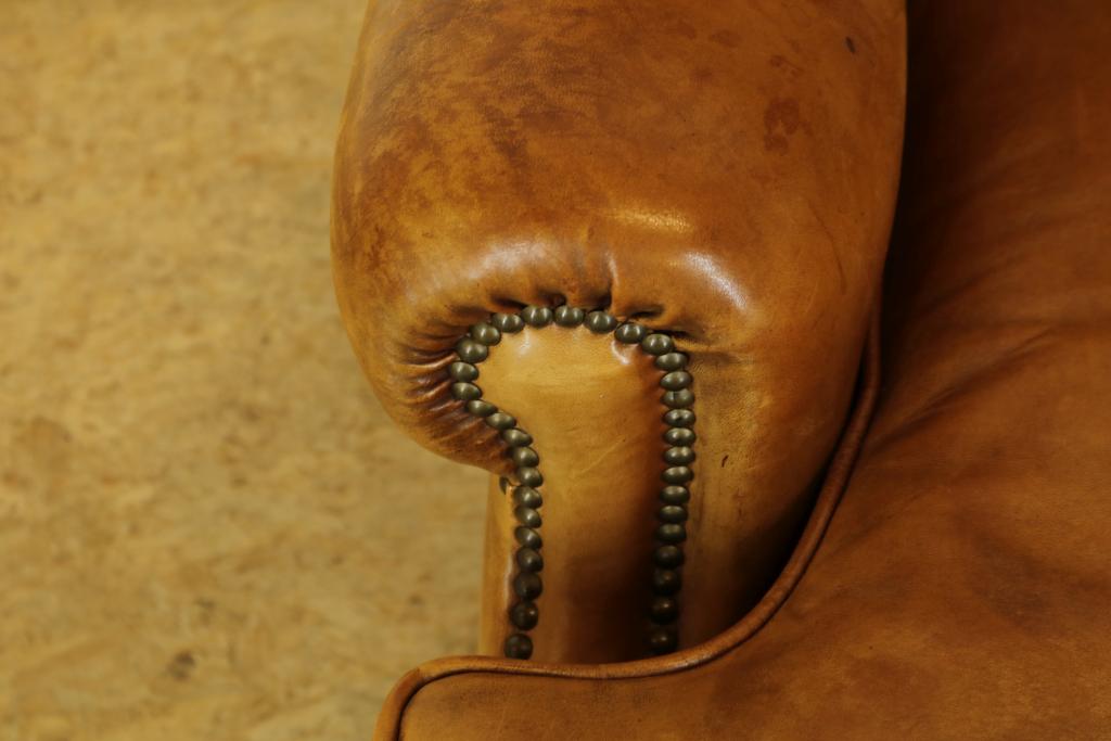 Chair with brown leatherOorfauteuil bekleed met bruin leer - Image 2 of 4