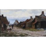 Wijsmuller, Jan Hillebrand, signed, street in village, canvas 40 x 67 cm.WIJSMULLER, JAN