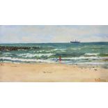 TAMSON, GEORGE MARINUS (1873-1939), signed l.r., paddle on 'the beach Zuidelande', oil on board 20 x