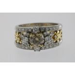 A white gold ring with brilliants 1.53ct. 18kt. w. 10.6gr.Witgouden bandring bezet met diamant