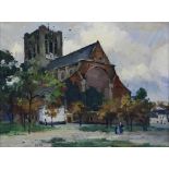 Jole, Jef van, village church, board 24 x 32 cm.JOLE, JEF VAN (1905-1961), ges. r.o., dorpskerk,