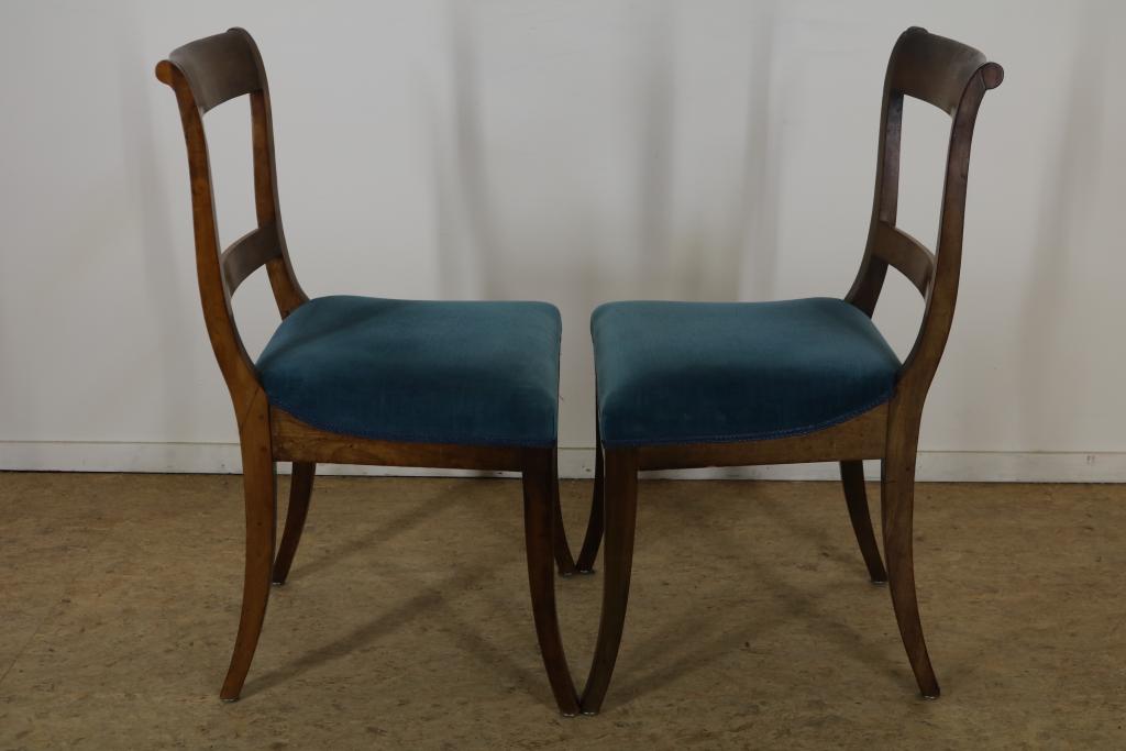 a set of 6 mahogany Biedermeier chairs, 19th century.Serie van 6 mahonie Biedermeier stoelen op - Image 4 of 4