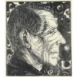 Mankes, Jan, signed, portret of his father, woodcut 19 x 17 cm.MANKES, JAN (1889-1920), ges. met