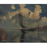 WESSELING HENDRIK JAN (1881-1950), ges. r.o., schip op vaart, doek 50 x 60 cm.