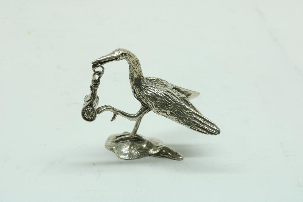 Lot silver miniatures, ao. a stork with baby and two giraffes, mnl 835/000, gross w. 434gr.Lot met - Image 2 of 5