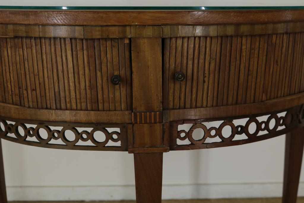 Oak Louis XVI demi-lune (half moon) table, 19th century (wooden top is of later age)Eiken Louis - Image 4 of 4