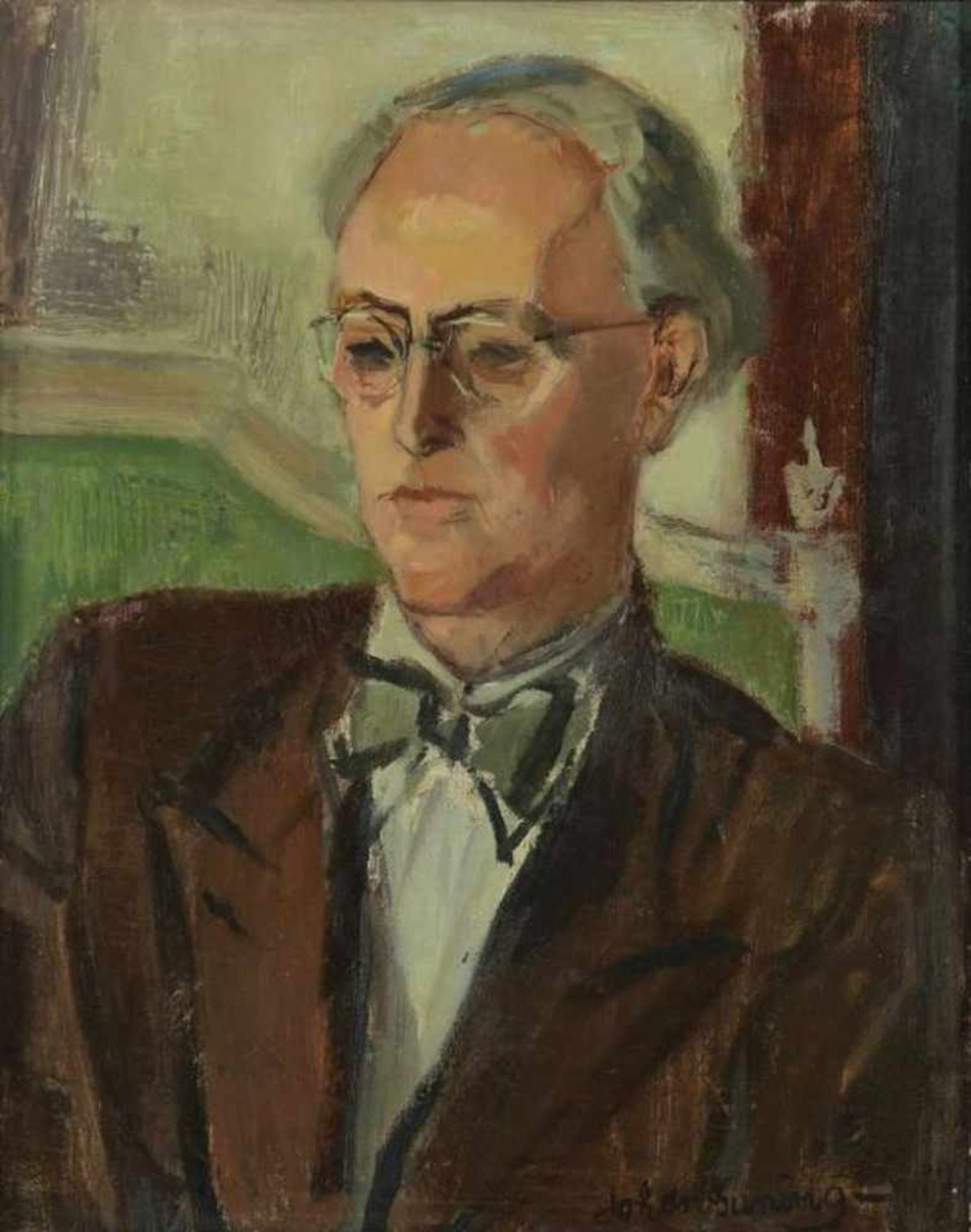 BUNING, JOHAN (1893-1963), ges. r.o., portret van de toneelspeler Carel Rijken, doek 50 x 40 cm.
