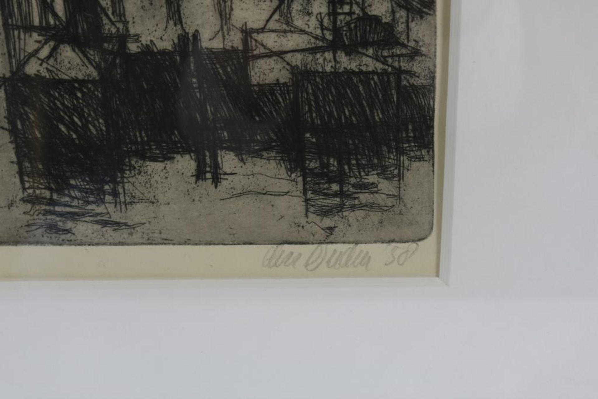 OUDEN DEN WILLEM, sing and dated. '58, Brigde, etching 'eigen druk', 26 x 38 cm. Provenance: KLM Art - Bild 4 aus 5