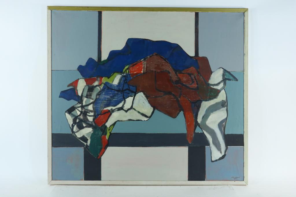 KAGIE, JAN (1907-1991), signed l.r., composition with laundry, oil on canvas 115 x 130 cm.KAGIE, JAN - Image 2 of 4