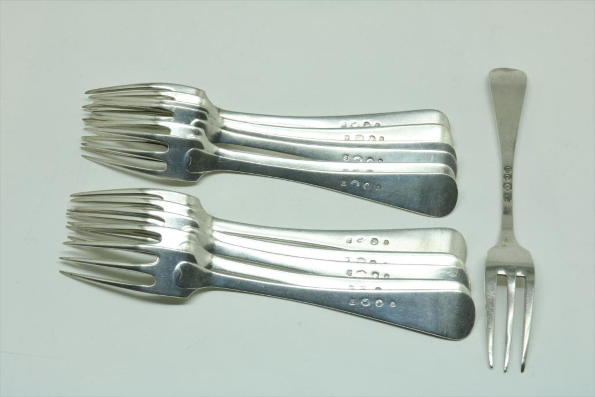 Eleven silver lunch forks and spoons, Dutch, mm Van Kempen & Sons, Voorschoten, dl 1881, and one - Bild 3 aus 3