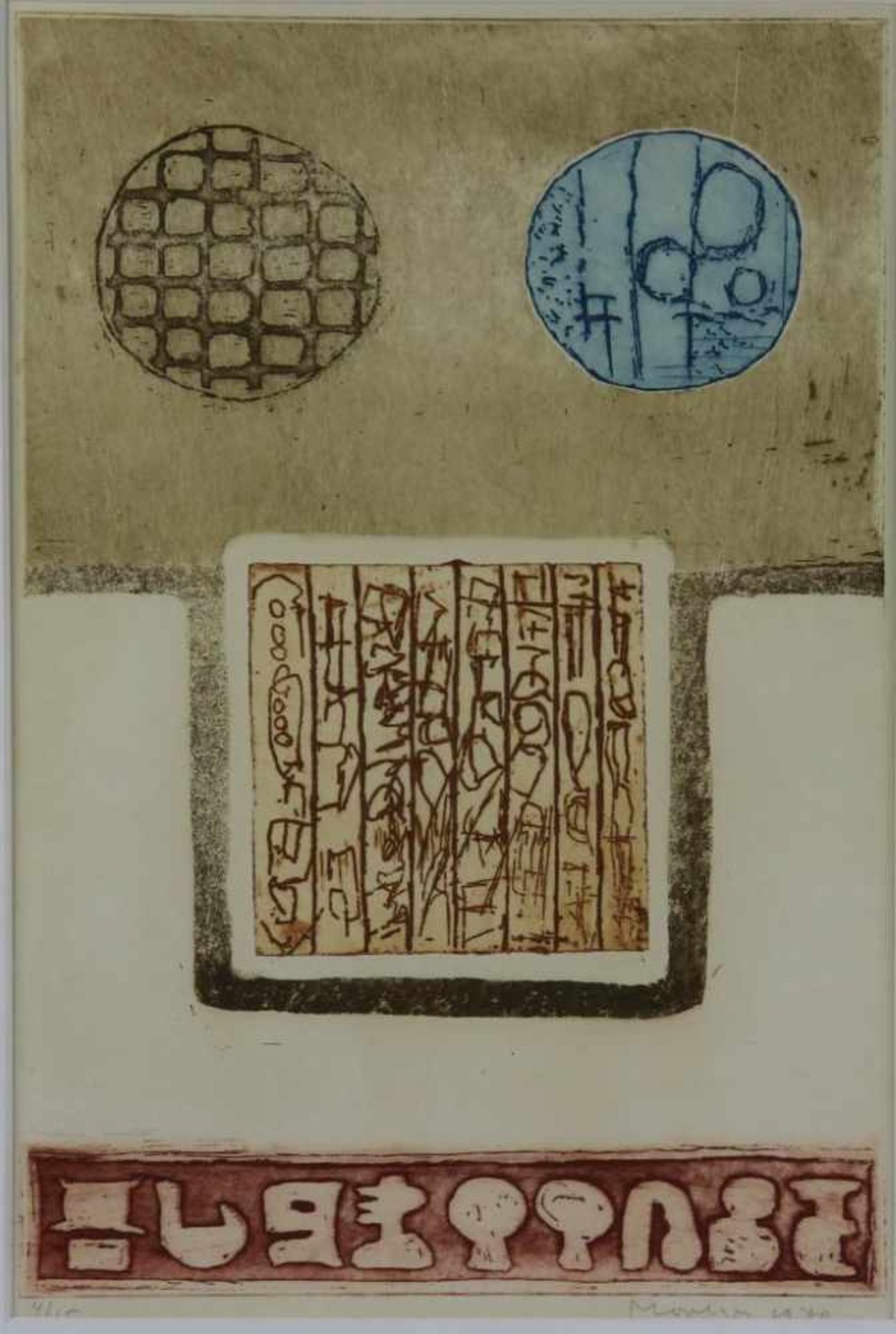 MONTIJN JAN, sign. and dated. '70 l.r., "Message d'amour", etching 4/15 52 x 35 cm. Provance: KLM