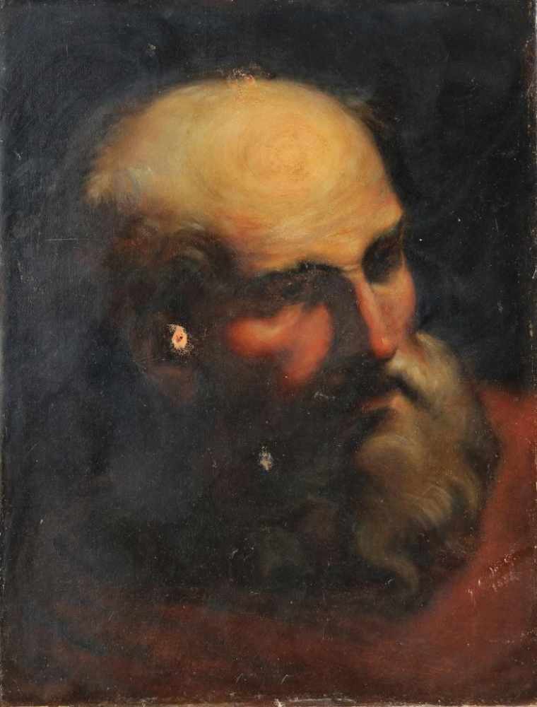 Onbekend, onduid. ges. 19e eeuw, man met baard, doek 37 x 28 cm. -gedoubleerd-