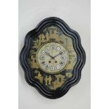 Oeil de boeuf wall clock with email cartouches en chinees decor, France ca. 1880.Oeil de boeuf