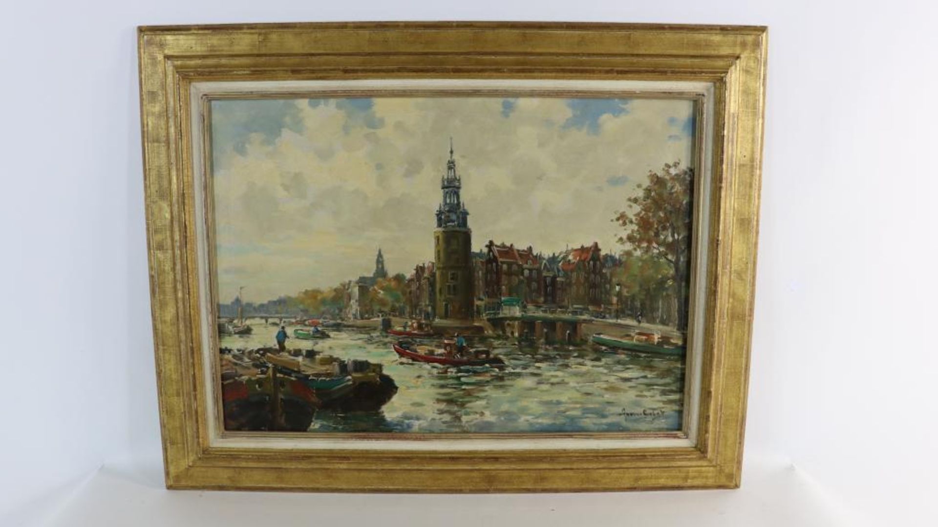 GILST VAN ARNOUT (1898-1942), signed l.r., view of the Montelbaanstoren in Amsterdam, oil on - Bild 2 aus 4