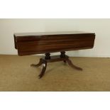 Mahogany table with 2 drawers, h. 76, w. 111 (50), l. 156 cm.Mahonie hangoortafel met 2 laden, h.76,