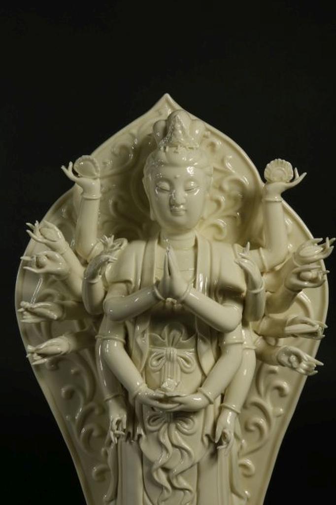 Blanc de chine Guanyin with a thousand arms, mark on the back, China 20th century, h. 54 cm.Blanc de - Image 2 of 5