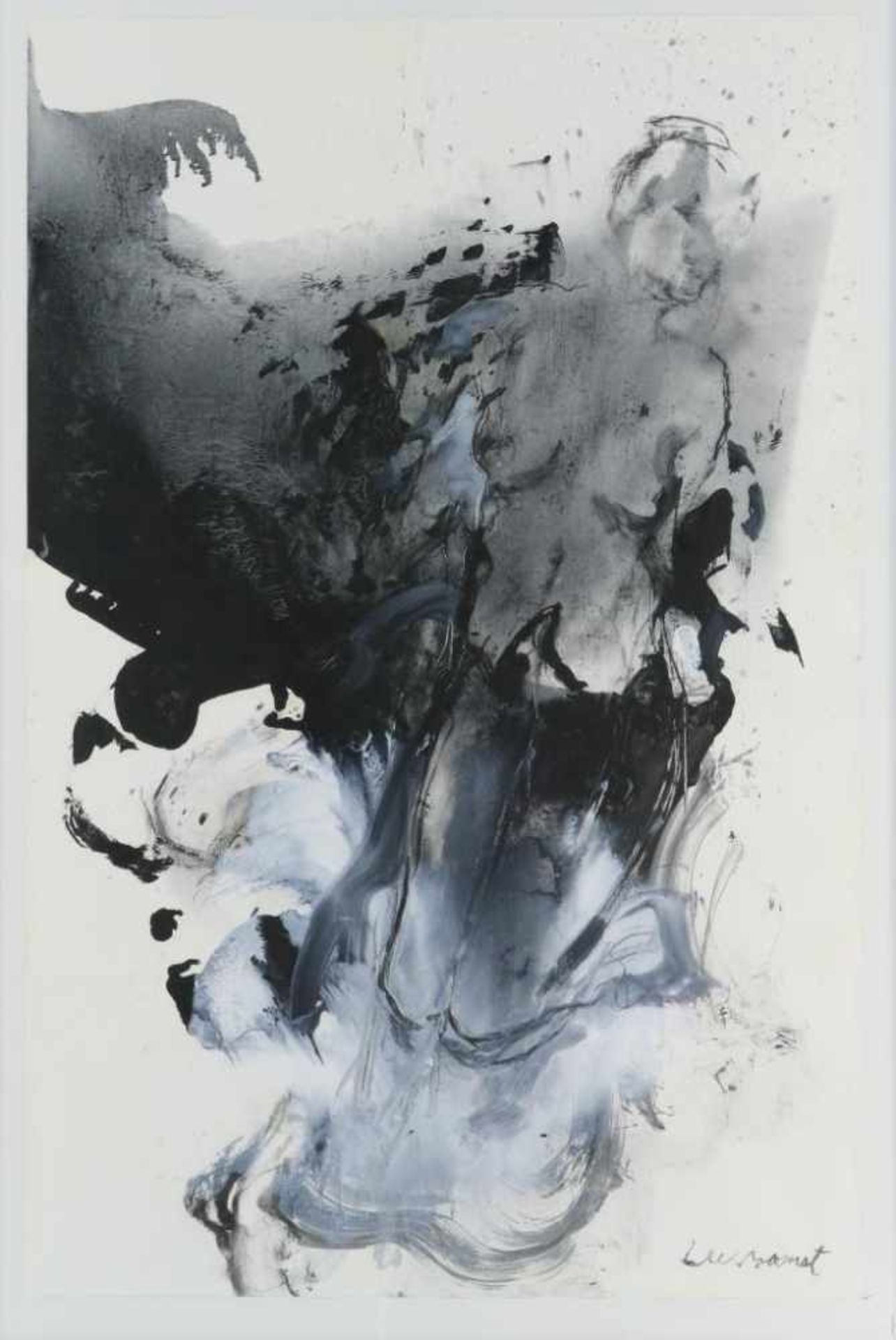 LUSSANET, PAUL DE (BORN 1940), signed l.r., composition with nude, gouache 101 x 66 cm.LUSSANET,