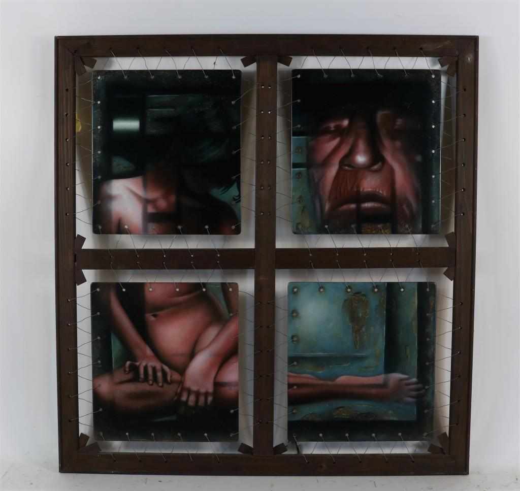 BRAUN ROGER (1972), ges. achterzijde "seelenkrank" (de verwekking van Adonis), board 95 x 90 cm. - Image 2 of 4