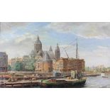 Lenteman, Hans, signed, view of the Nicolaaschurch, Amsterdam, canvas 60 x 100 cm.LENTEMAN, HANS (