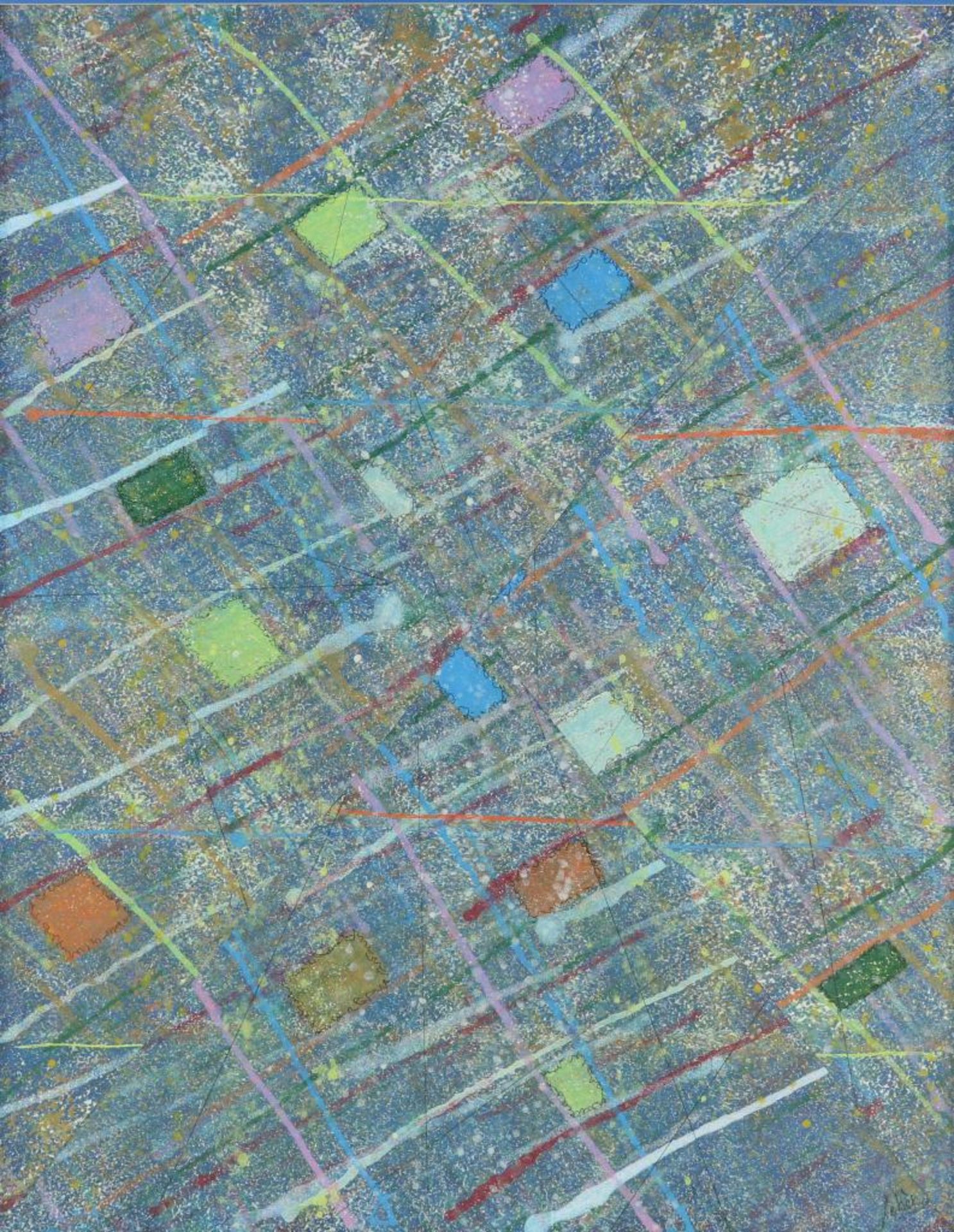 LEBER, ges. r.o., abstract, gouache 100 x 80 cm.