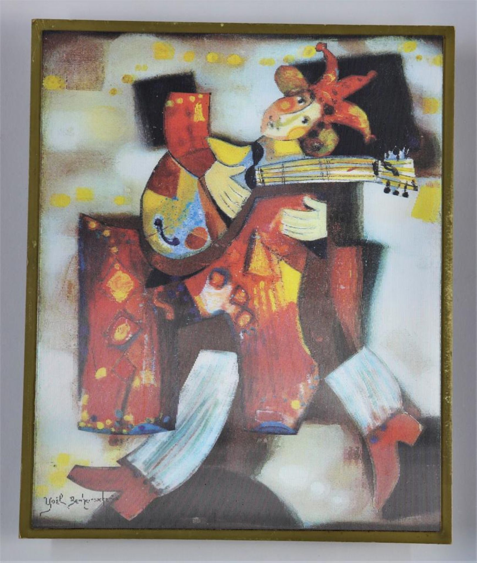 BENHARROUCHE, YOEL (GEB. 1961), ges. verso., figuur met gitaar, 3D-print 20 x 17 cm.