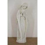Gipsen sculptuur van Maria, h. 170 cm. (defecten)