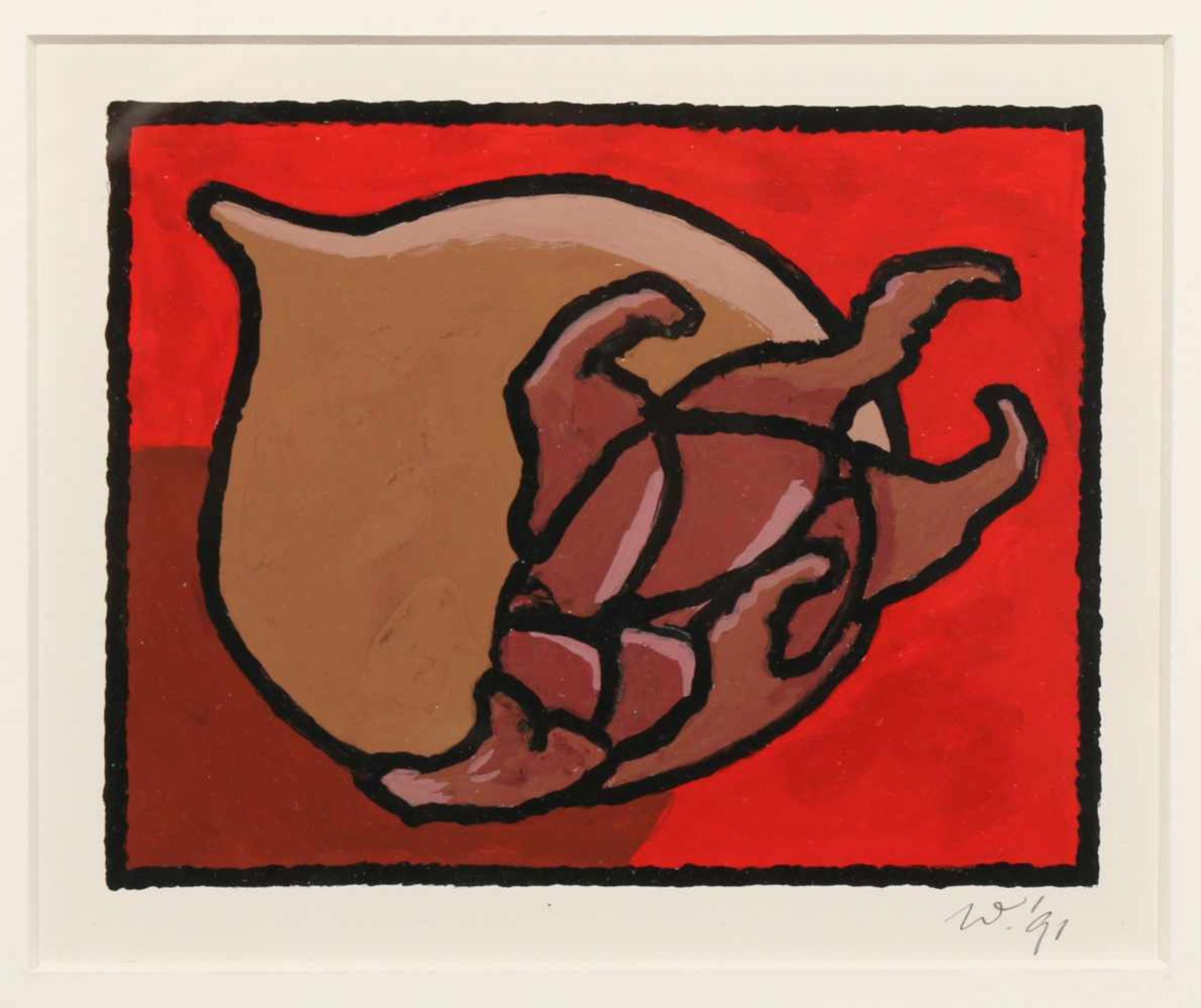 Dick Wiarda (1943-1999)Zonder titel, gouache, gesign. r.o., '91, 11 x 14 cm. [1]100