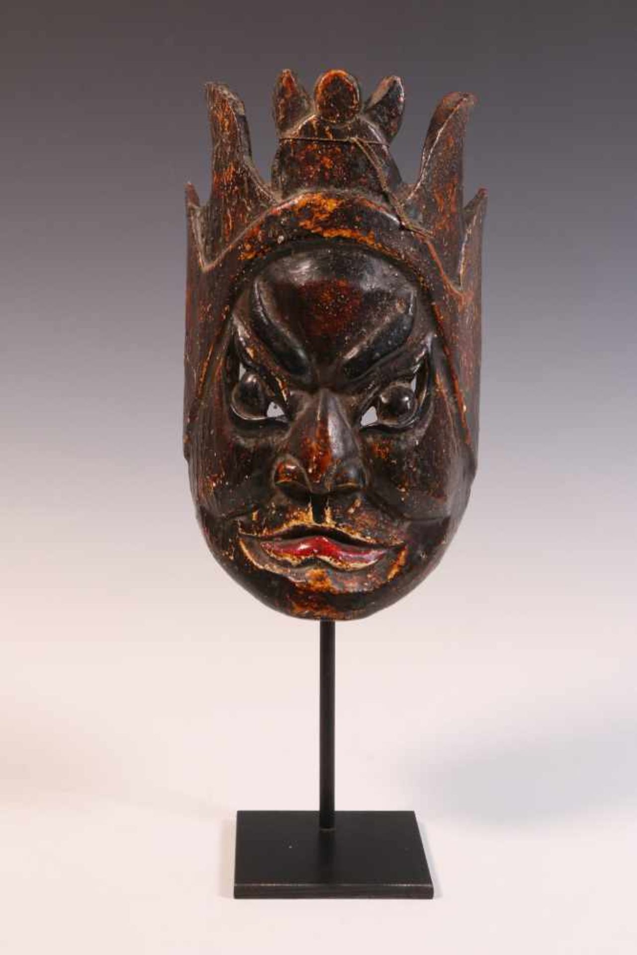 China, Miao, Yunnan, Dali, painted mask of the Thunder Godwith layers of paint, l. 26 cm. [1]500