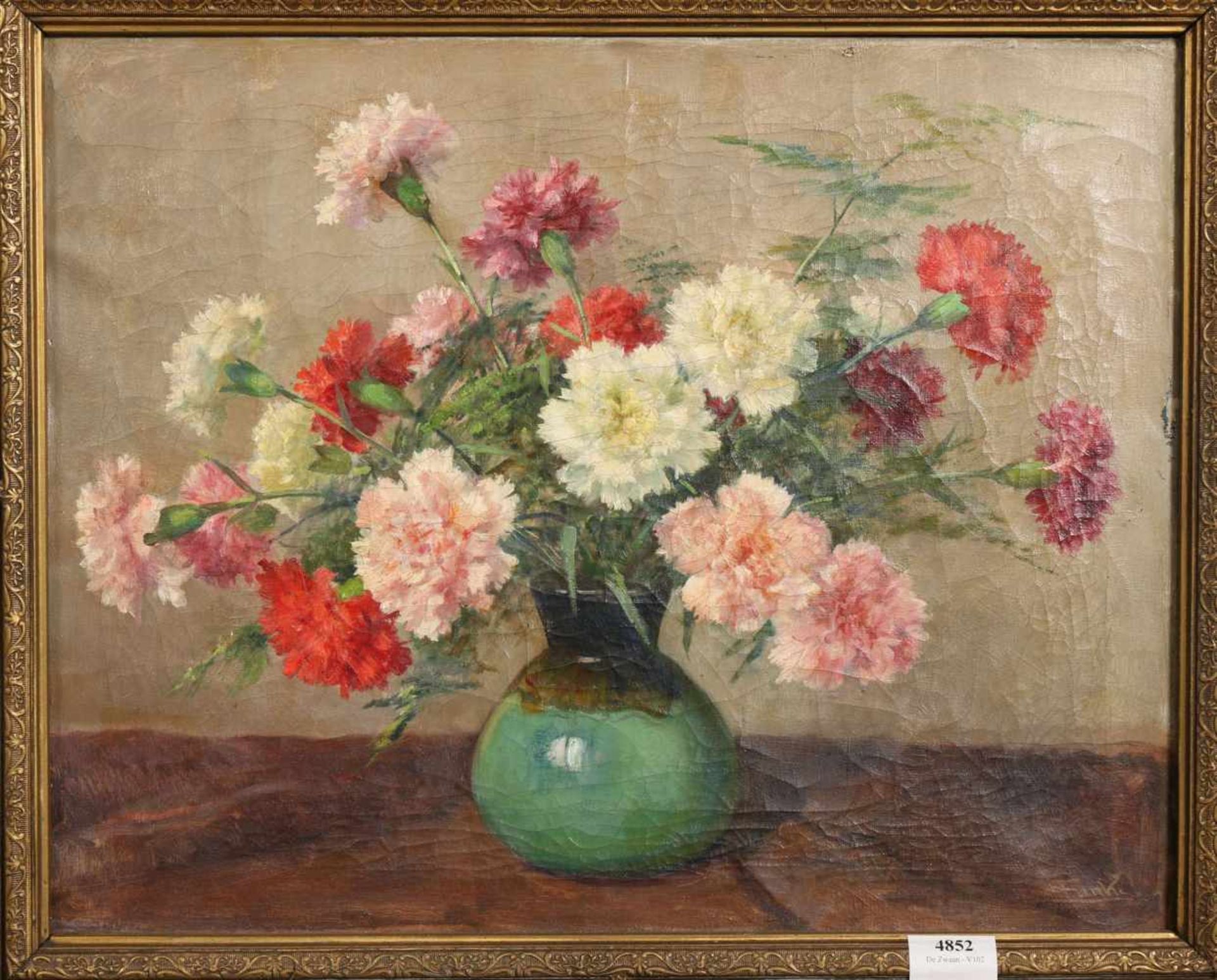 Anton Funke Küpper (1869-1955)Bloemen in een vaas, doek, gesign. r.o., 41 x 50 cm. [1]100 - Bild 4 aus 5