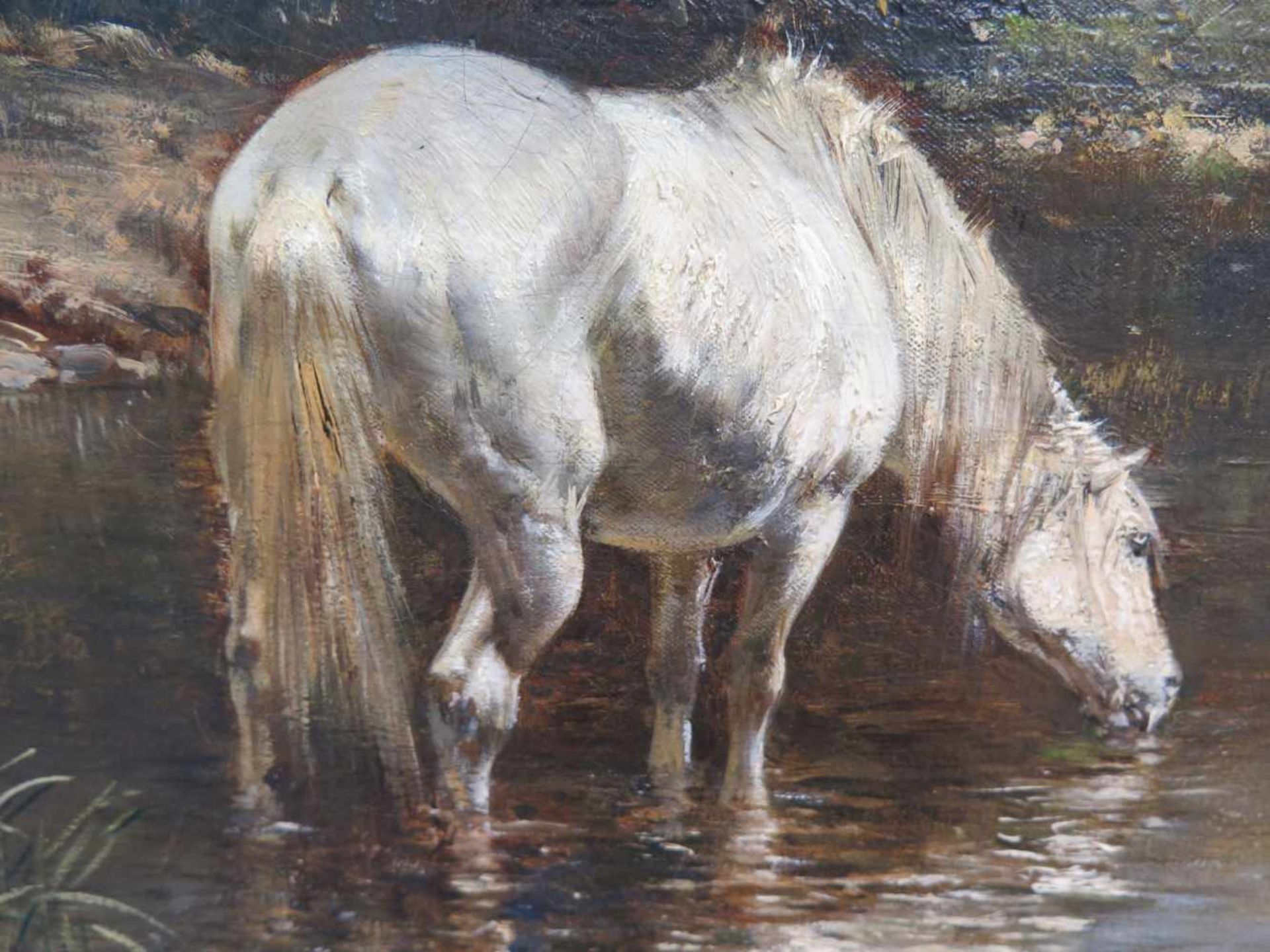 Victor Pierre Huguet (1835-1902)Jongen bij paard drinkend in een beekje, herkomst: wijlen mevrouw - Bild 5 aus 7