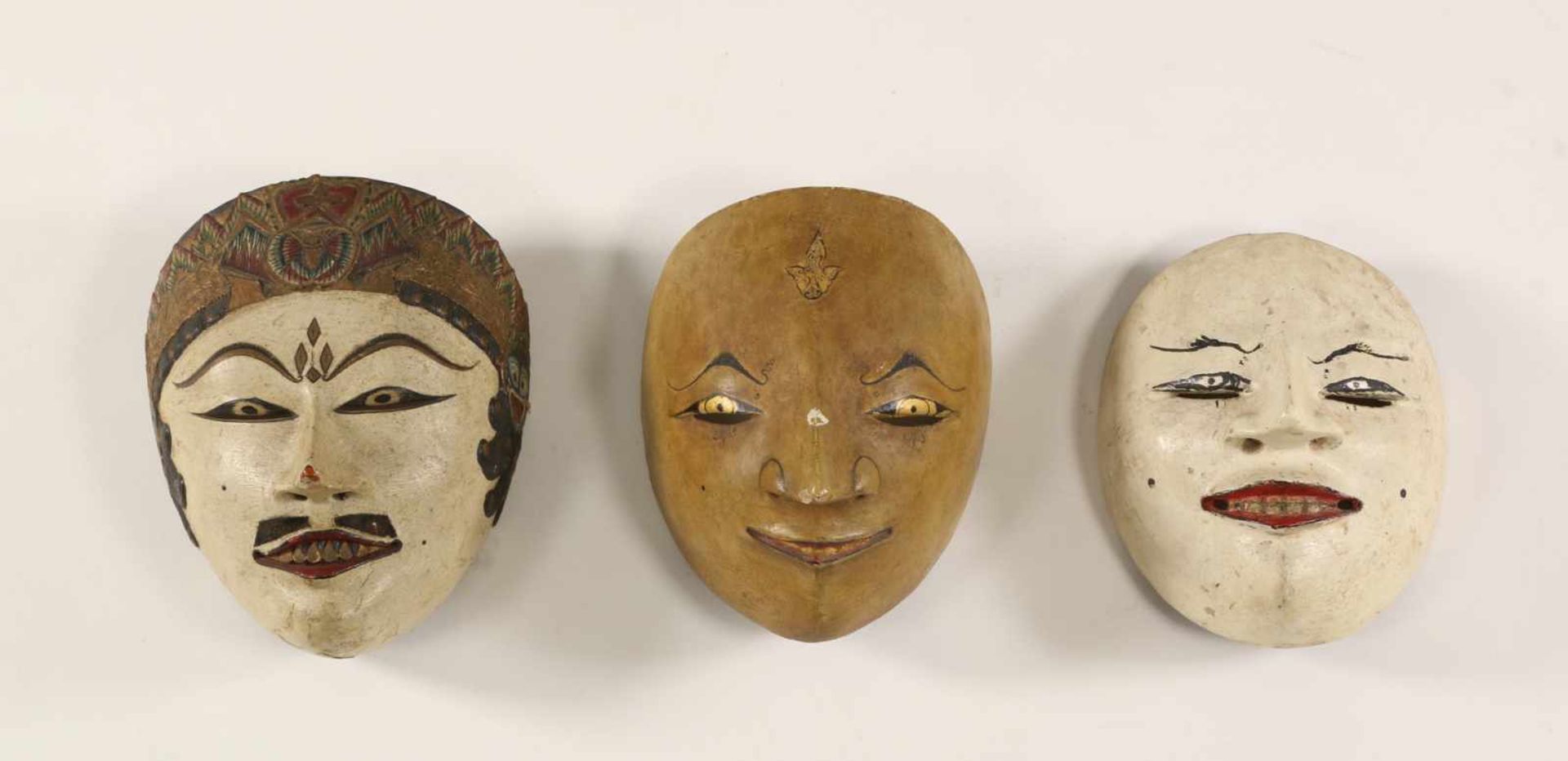 Java, collection of seven topeng masks, a golek figure and golek head, some ca. 1920's., h. 17 -