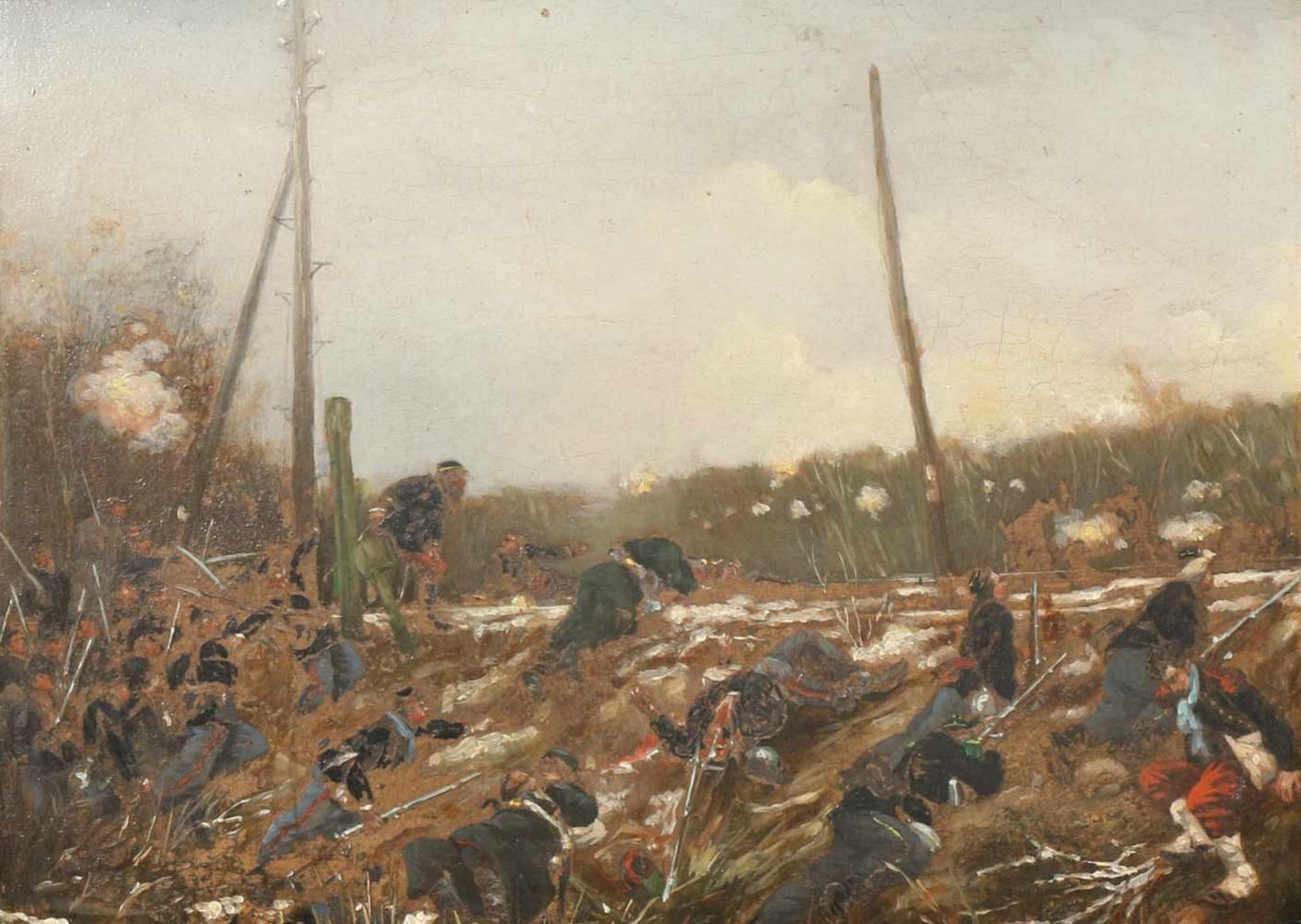 Toegeschreven aan Wojciech von Kossak (1857-1942)Soldaten in een bos, oleogravure/gravure/paneel, - Bild 2 aus 3