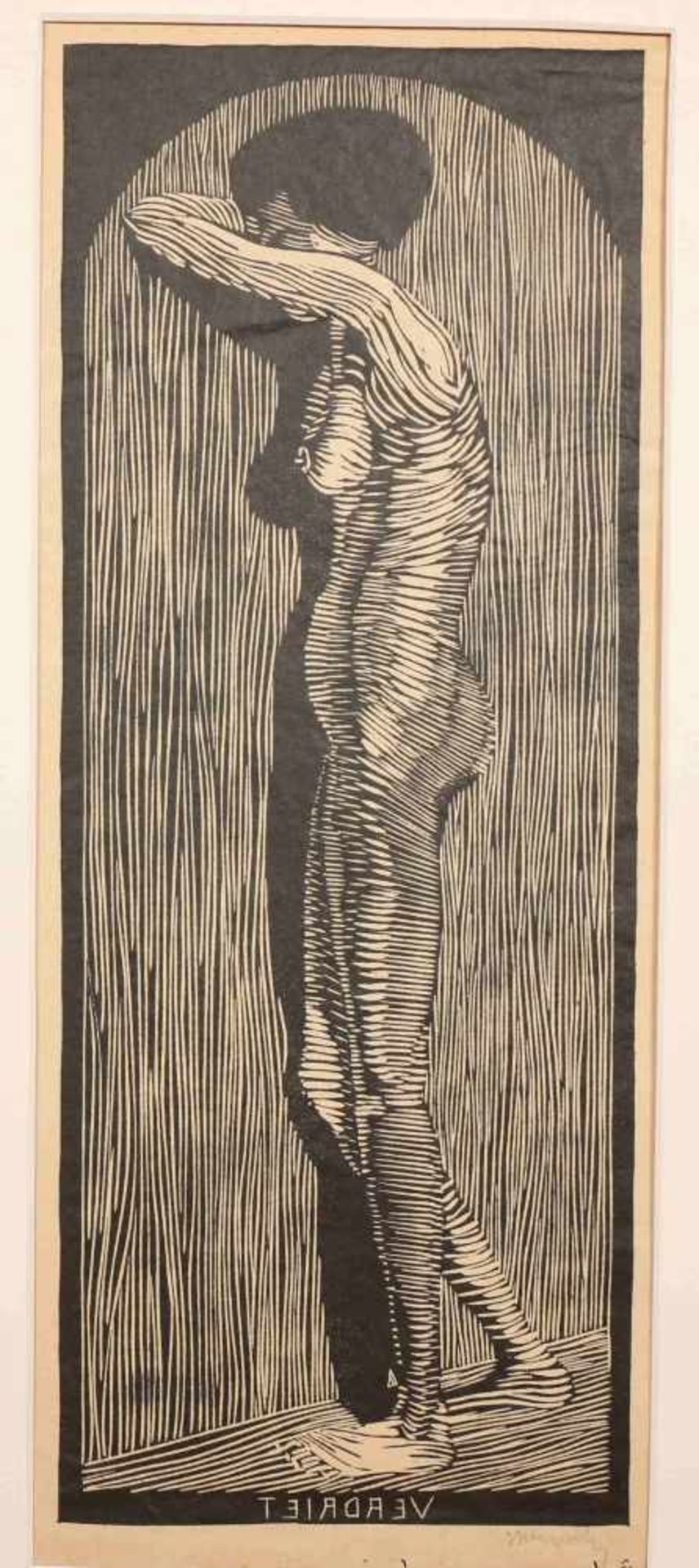 Samuel Jessurun de Mesquita (1868-1944)Verdriet (vrouwelijk naakt), houtsnede, gesign. r.o., Van