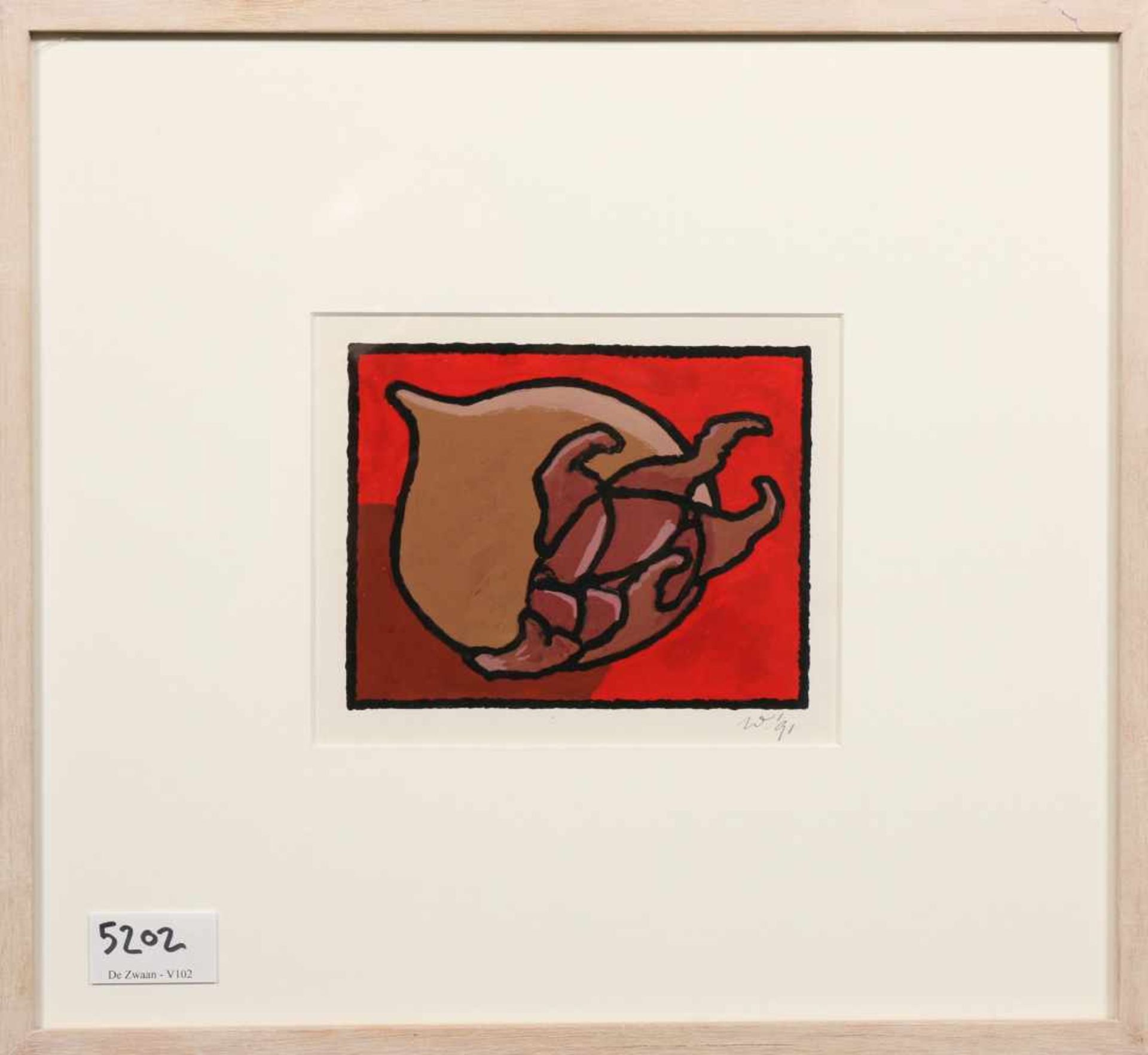 Dick Wiarda (1943-1999)Zonder titel, gouache, gesign. r.o., '91, 11 x 14 cm. [1]100 - Bild 2 aus 2